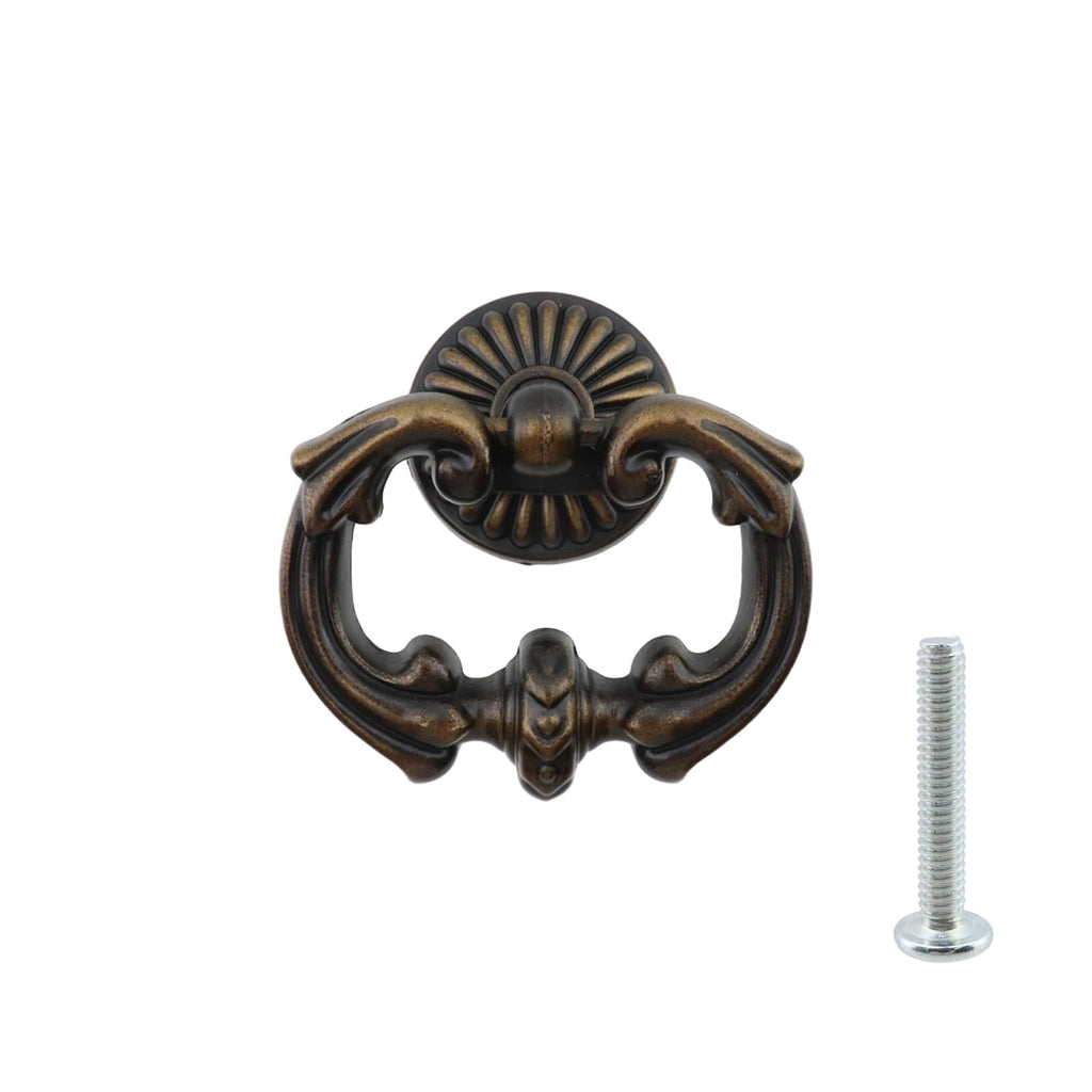 2Pcs Vintage Antique Bronze Cabinet Pulls Single Hole Pull Ring