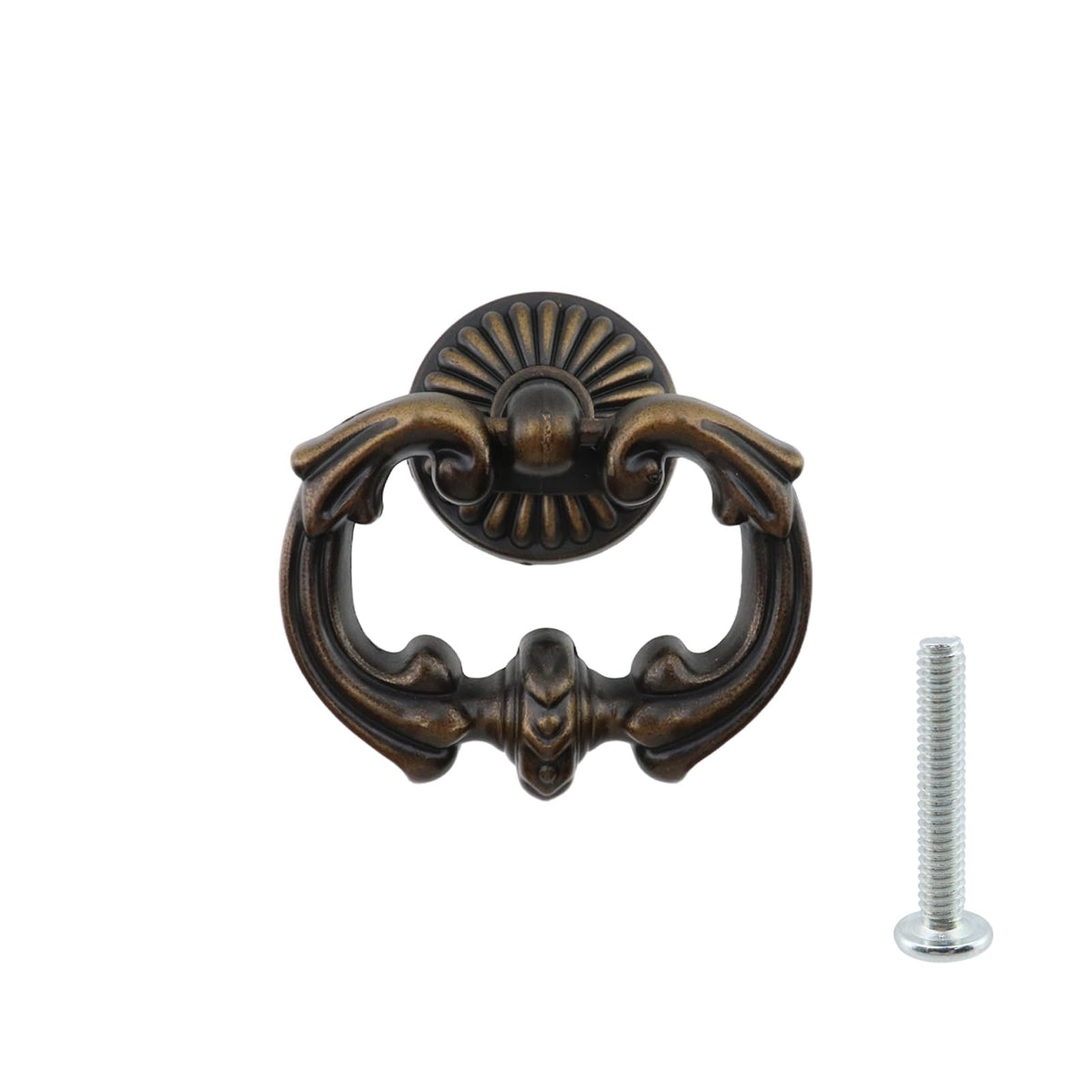 2Pcs Vintage Antique Bronze Cabinet Pulls Single Hole Pull Ring