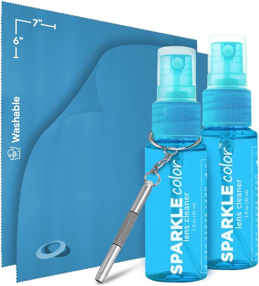 Sparkle Anti-Reflective Safe Lens Cleaner & Repair Kit – (2) 1oz Glasses Cleaner Spray, (2) Microfiber Cloth &