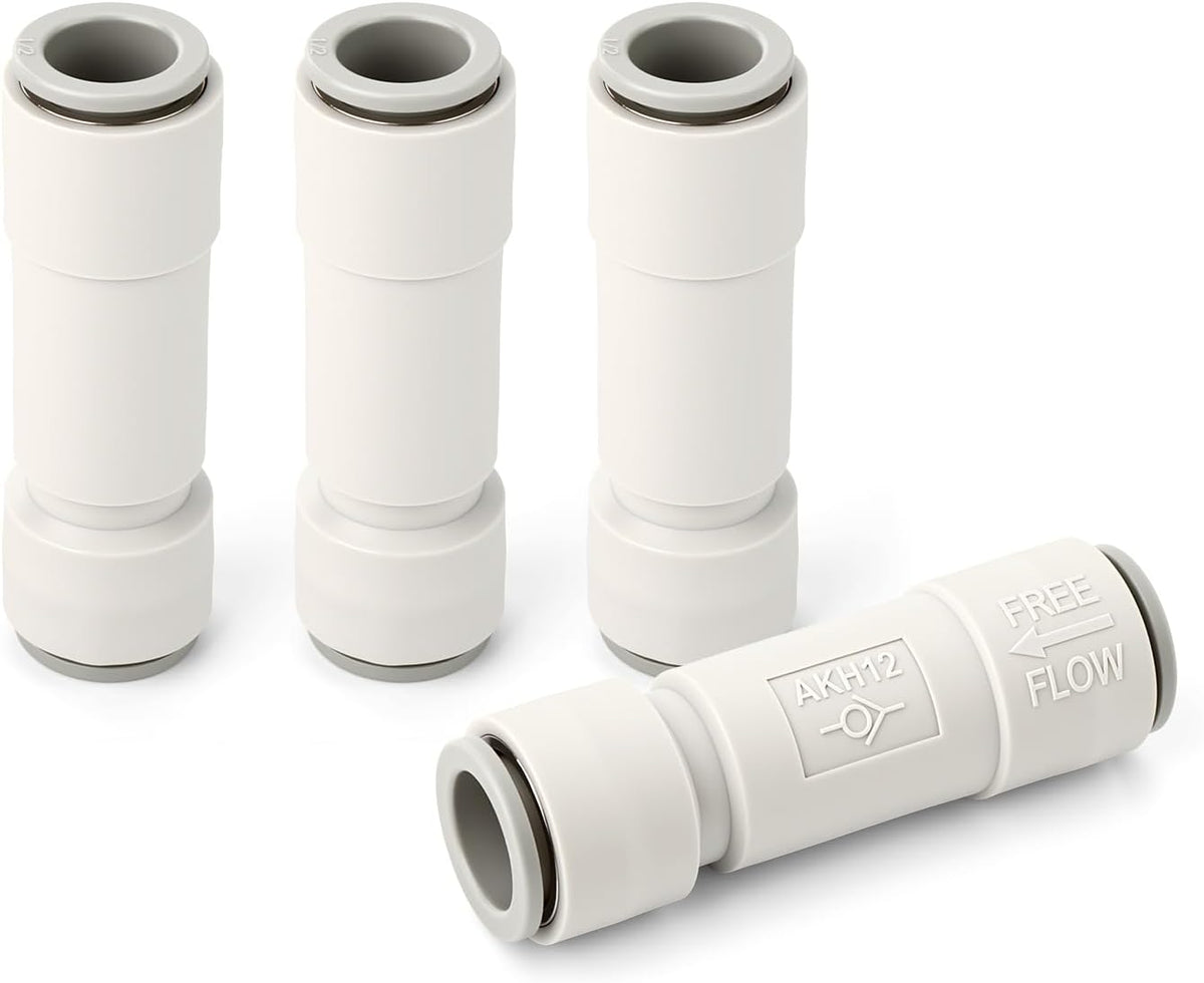 GASHER 4PCS 1/2OD Pneumatic Check Valve AKH 12-00 White