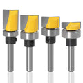 Flush Trim Router Bit Set, 4Pcs 1/4" Shank Ball Bearing Carbide | Anti-kickback anti-stick coating, balanced cut