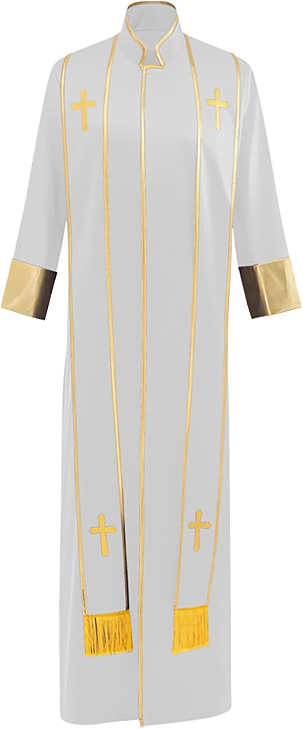 Clergy Cassock Robe for Men Pulpit Pastor Vestment with Stole for Church Minister Events