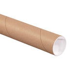Mailing Tubes with Caps, 3" x 12", Kraft, 24-Pack