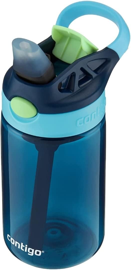 Kids Water Bottle with designed AUTOSPOUT Straw, 14 oz., Blueberry Ocean