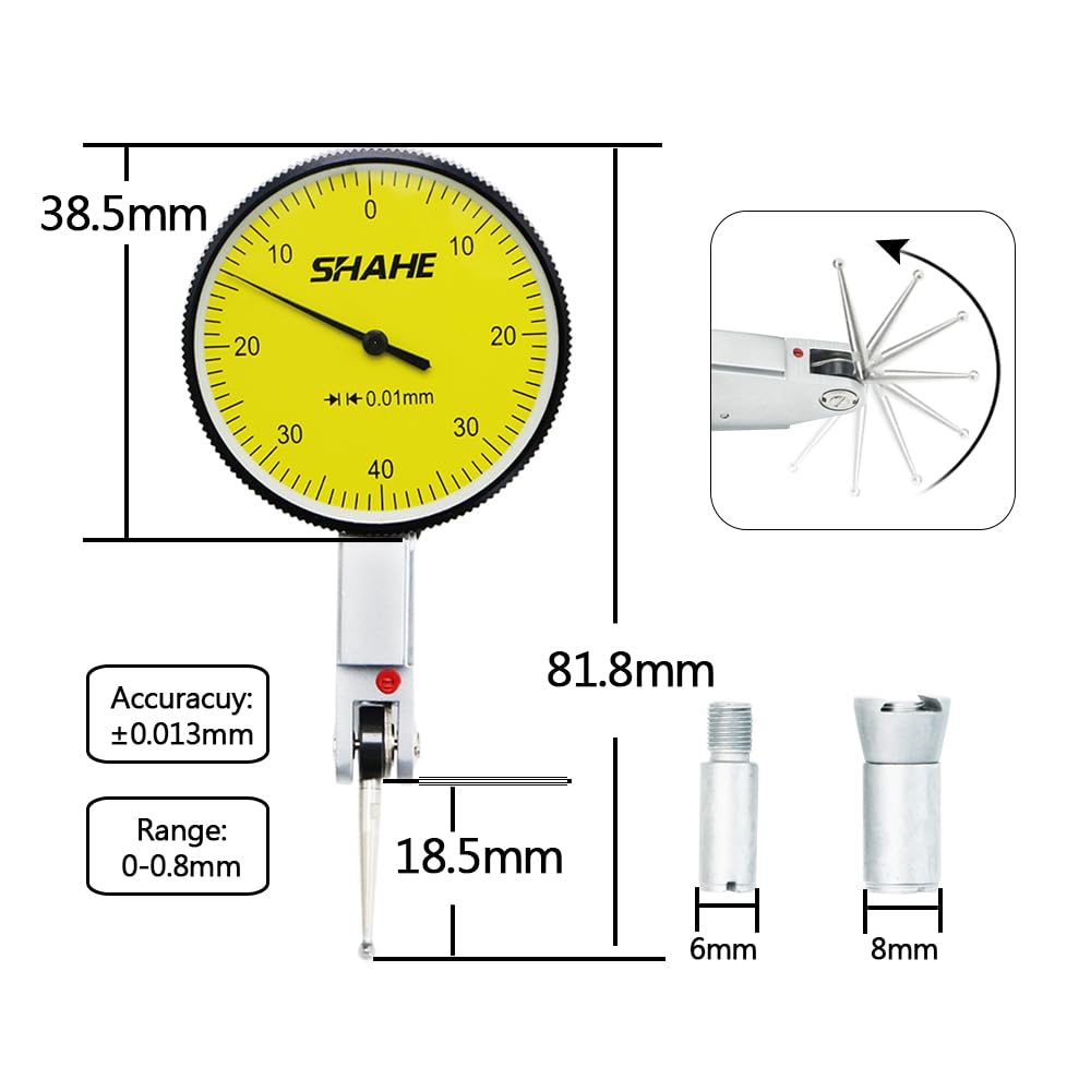Precision Dial Test Indicator 0.01 mm 0-0.8 mm Dial Test Indicator 0.01 mm Dial Indicator Gauge
