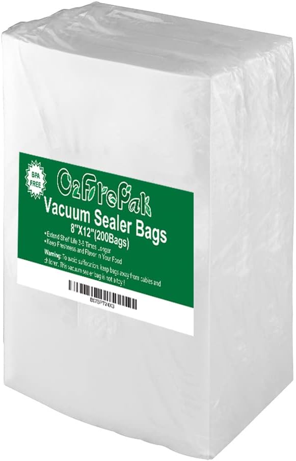 Quart 8"x12" Vacuum Sealer Bags 200ct for Food Storage