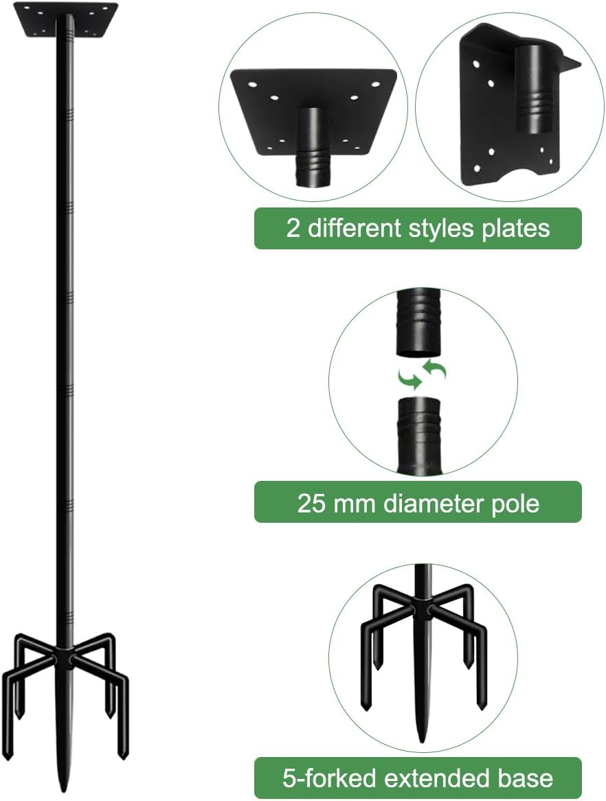 90 Inch Bird House Pole Mount Kit, Adjustable Heavy Duty Bird Feeder Pole for Outdoors, Universal Mounting Post Set