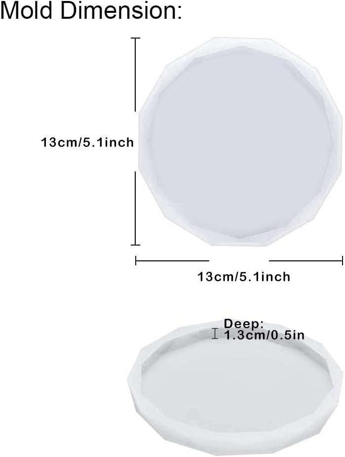4 Pack Coaster Molds - Diamond Edge Crystal & Round Geode Silicone Molds for Epoxy Resin Casting