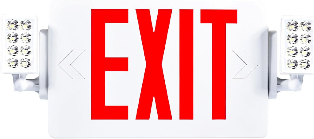 Sunco Red Exit Signs with LED Emergency Lights & Backup Battery