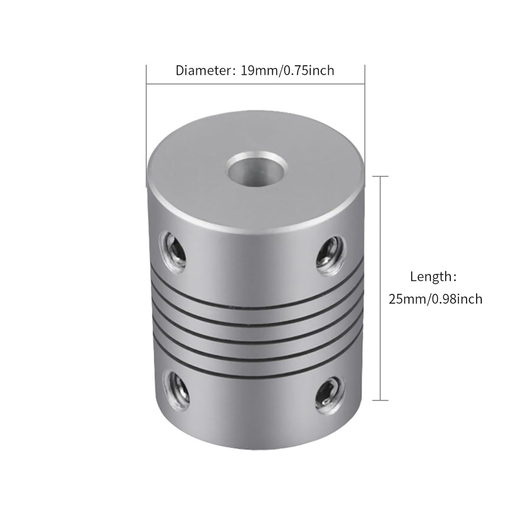 Beam Coupling, 4mm to 5mm Bore Aluminum Alloy Shaft Coupler D19 x L25mm for Stepper Motor, 3D Printer, CNC Encoder
