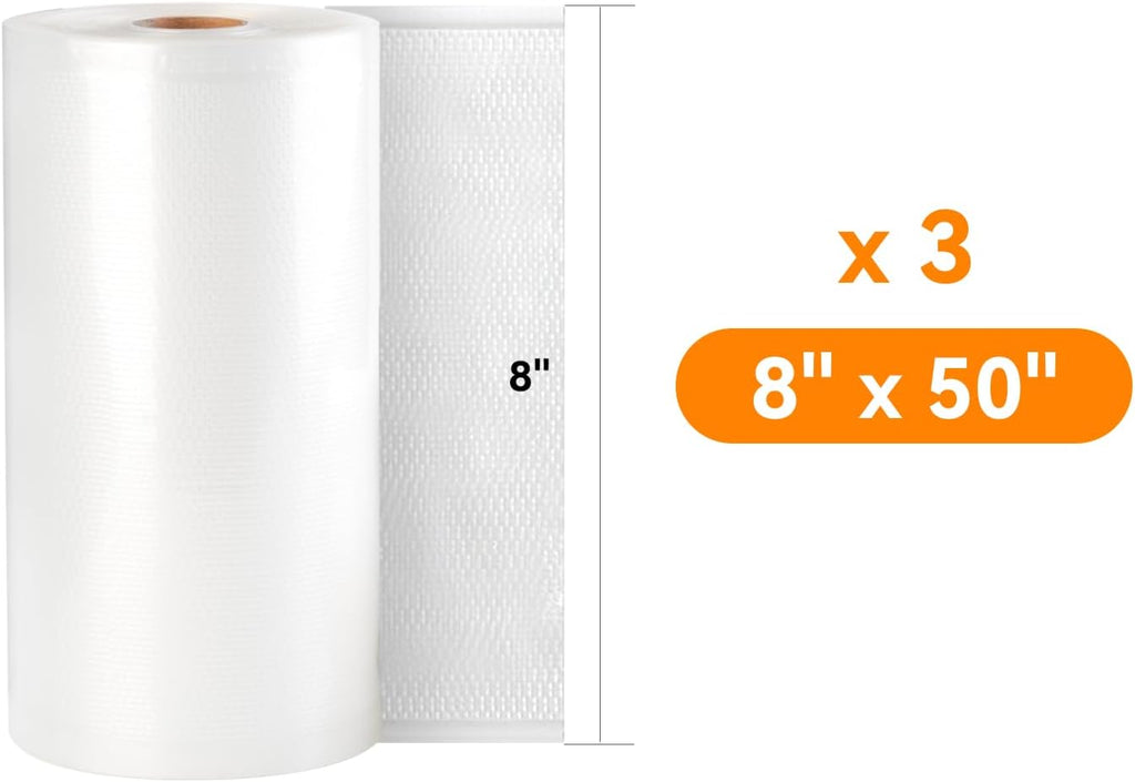 Vacuum Sealer Bags for Food 8x50 3 rolls, Food Saver Suction Channel
