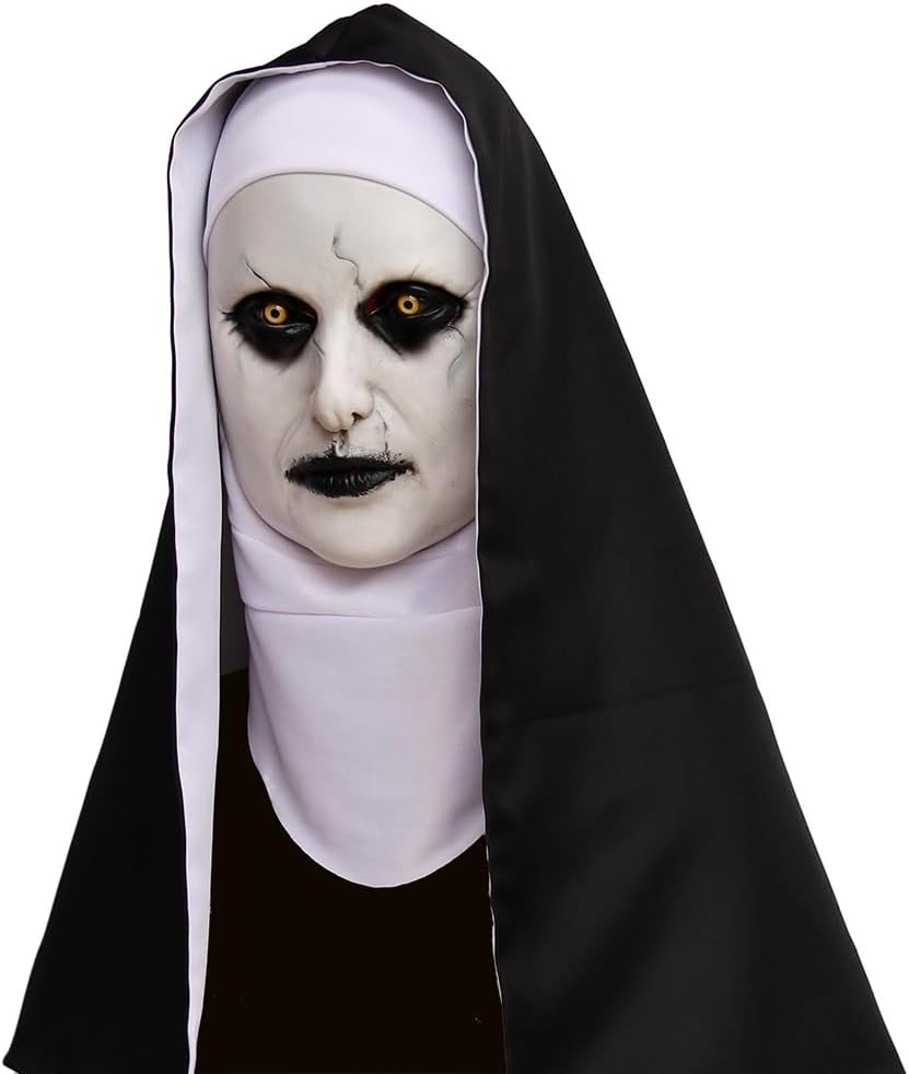 Halloween Nun Full Head Latex Mask For Scary Party Cosplay Mens Masquerade