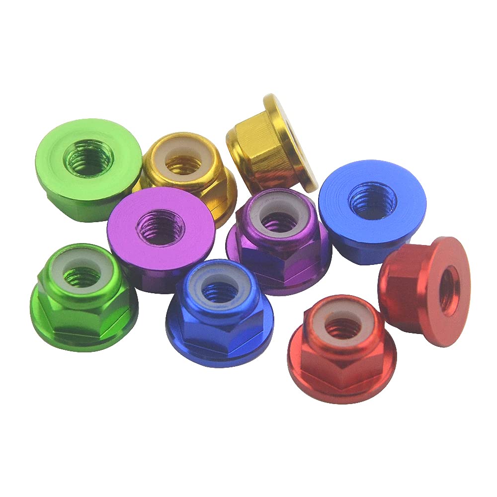 WMYCONGCONG 25 PCS M4 Aluminum Nylon Lock Nuts M4 Flange Nylon Insert Self-Locking Nut for RC Drone FPV Parts