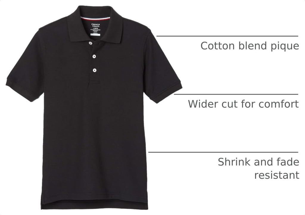 Boys' Short Sleeve Pique Polo Uniform Shirt (Standard & Husky)