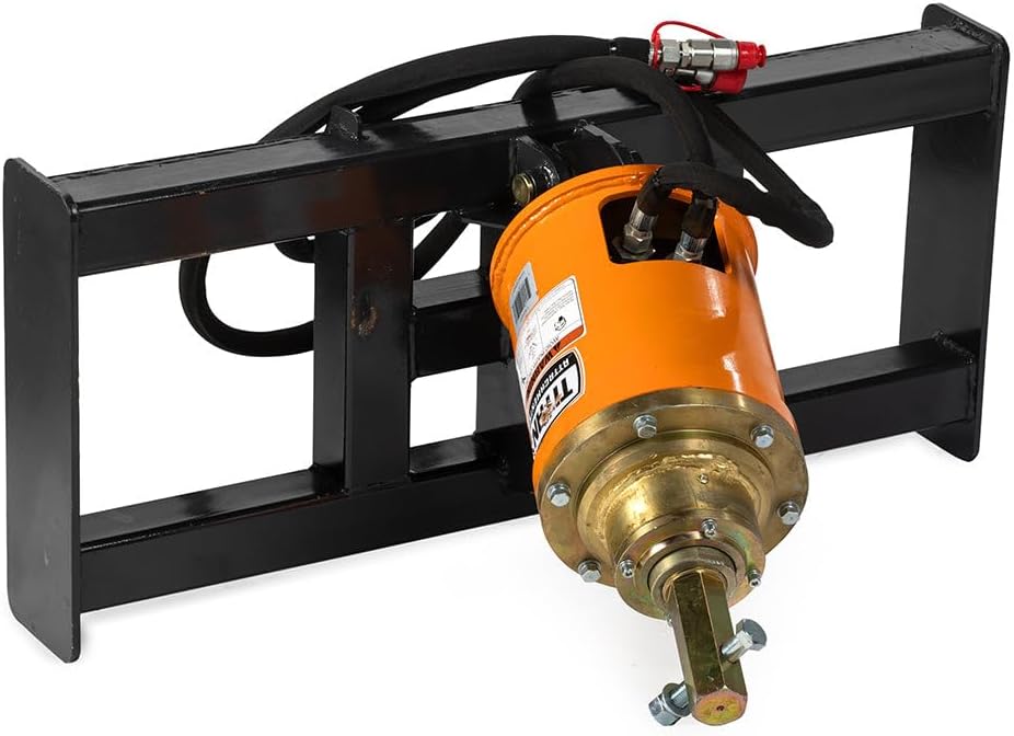 Skid Steer Hydraulic Auger Attachment, Post Hole Digger Fits 2" Hex Auger Bits, Pivoting Auger Head for Precise