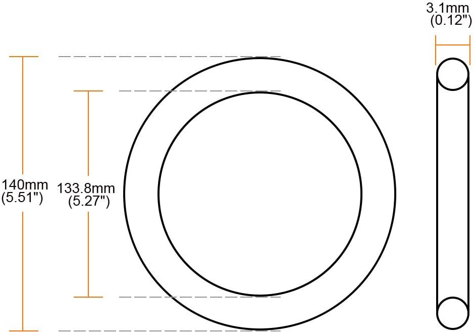 uxcell 5pcs 140x133.8x3.1mm Nitrile Rubber O-Rings Metric Sealing Gasket