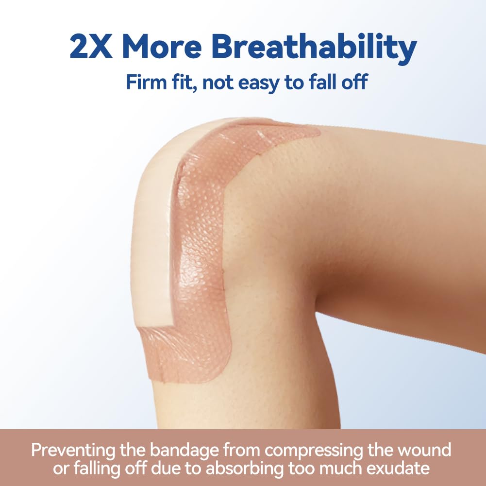 Silicone Ultra Absorbent Dressing Pads - Adhesive Wound Bandage with Gentle Border, Waterproof Soft Gauze for Post