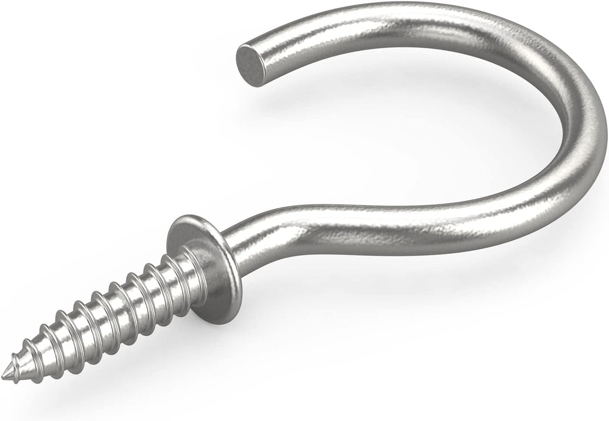 100 Pcs 1/2 Inch Metal Cup Hooks Ceiling Screw Hooks for Attachment and Suspension, Silver