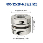 BORDSTRACT 6.35mm to 9.525mm Flexible Diaphragm Coupling,D32 L28