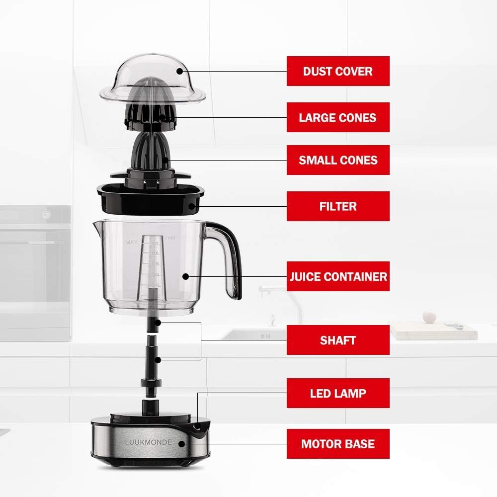 Electric Citrus Juicer 1.2L Large Volume, Orange Juicer with Powerful Motor and LED Working Lamp, Electric Lemon
