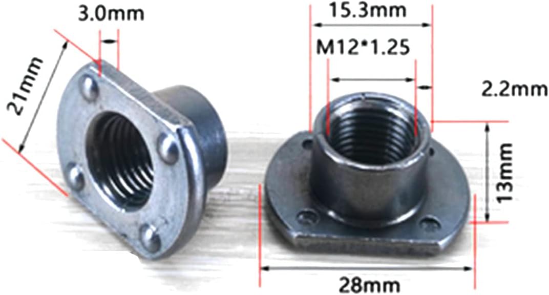 heyous 10pcs Weld Nuts, M12 Tab Base UNC Carbon Steel Machine Screw 4 Projection Silver