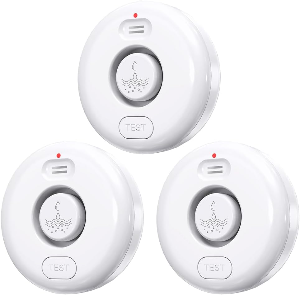 Water Leak Detector for Home 3 Pack, Driping Leakage Flood Detectors IP67 | Wet Moisture Alert, 120dB Adjustable