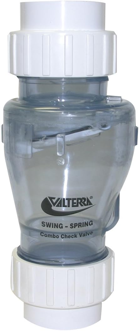 Valterra 200-CU20 PVC Swing/Spring Combination Check Valve, Clear, 2" Union