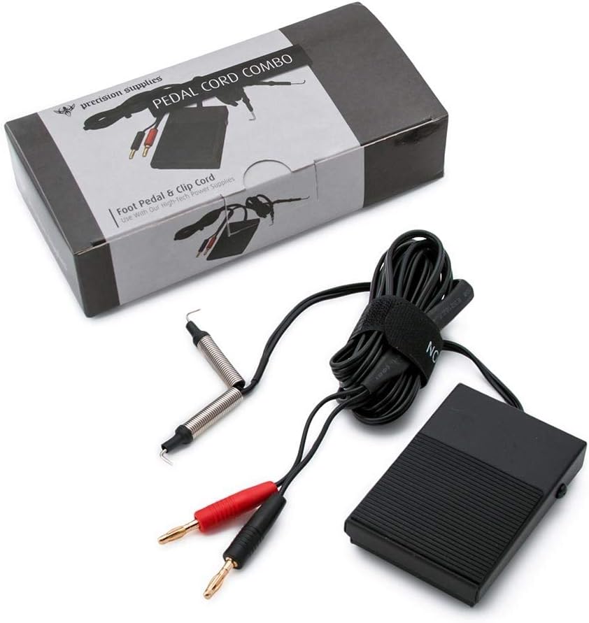 Tattoo Foot Pedal and Clip Cord with Banana Plugs for Use with Our High-Tech Power Supplies