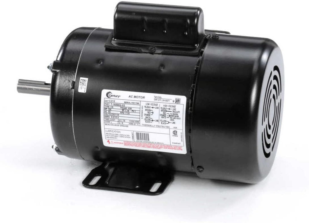 A.O. Smith C312 3/4 HP, 1800 RPM, 1 Speed, 1.15 Service Factor, 56 Frame, Manual Protector, TEFC Enclosure Farm Duty Motor