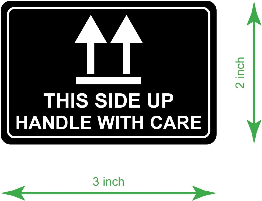 2x3 inch 200 PCS Black This Side Up Labels Stickers for Shipping