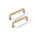 2 Pack 4 Inch Hole Center Brushed Gold Cabinet pulls Heavy-Duty Solid Matte Satin Gold Cabinet Handle Hardware