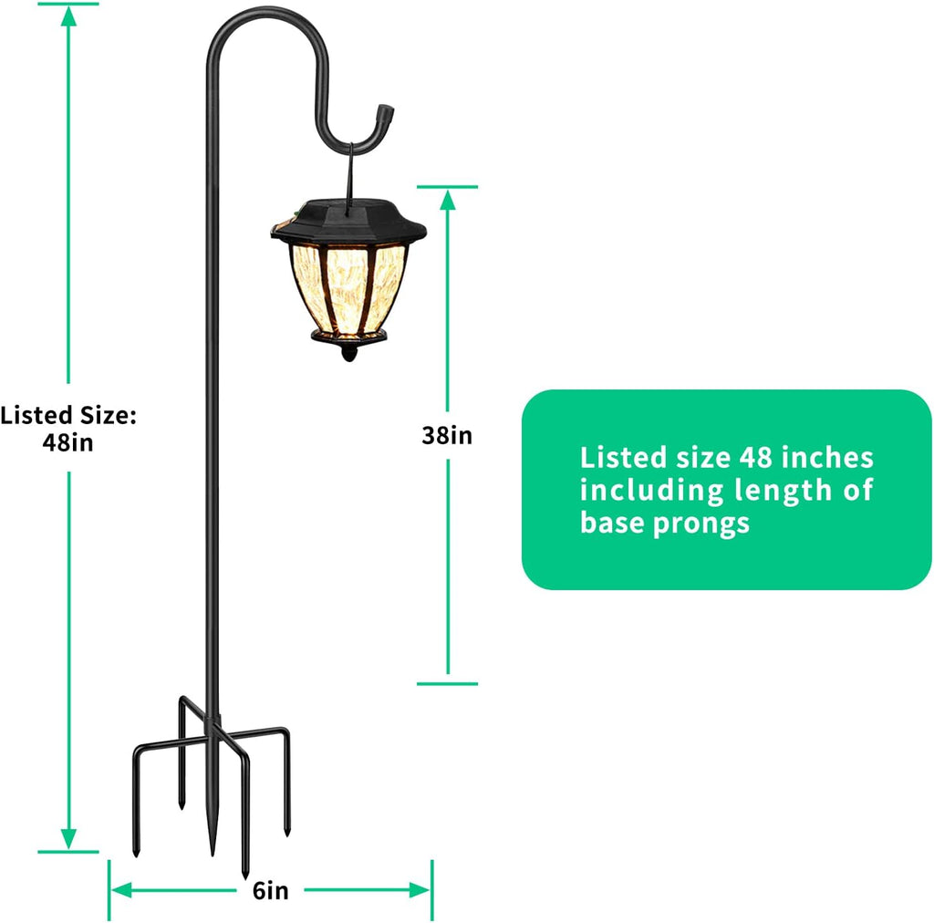 5-Prong Shepherd Hooks for Outdoor 2 Pack Heavy Duty Iron Garden Hooks for Hanging Plants, Bird Feeders, Lanterns