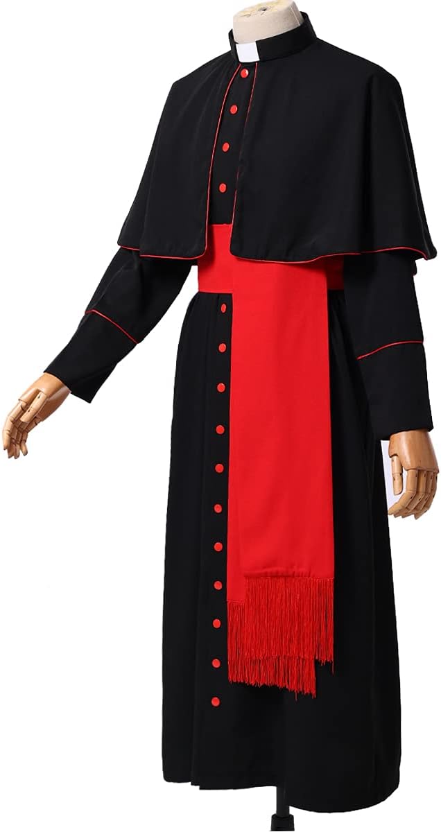 Priest Soutane Roman Cassock Costume Minister Choir Cassock with Cincture Band Belt