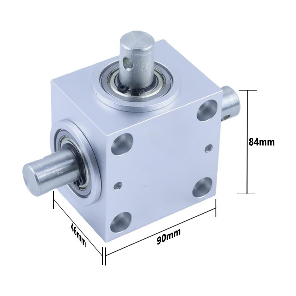 Right Angle Bevel Gearbox 90 Degree Side Mount 1:1 Gear Transmission Box (Three Short Shaft (Split Shaft))