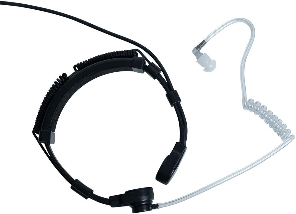 Throat Mic Earpiece Compatible with Motorola CP200 CP200D | Throat mic, acoustic tube earpiece, finger PTT, 2-pin;