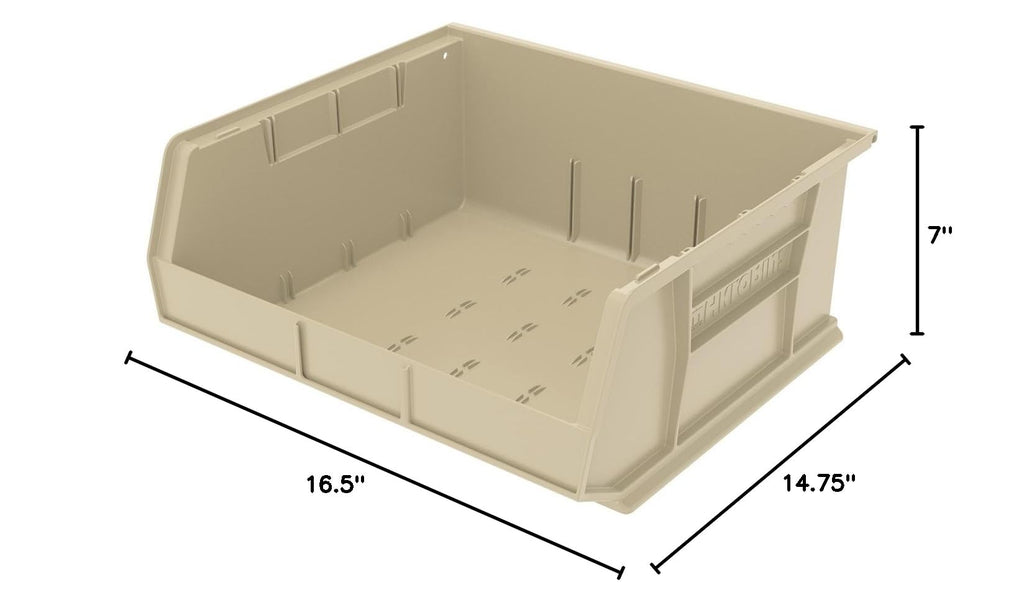 30250 AkroBins Plastic Storage Bins, 15"x16"x7", Stone, 6-Pack