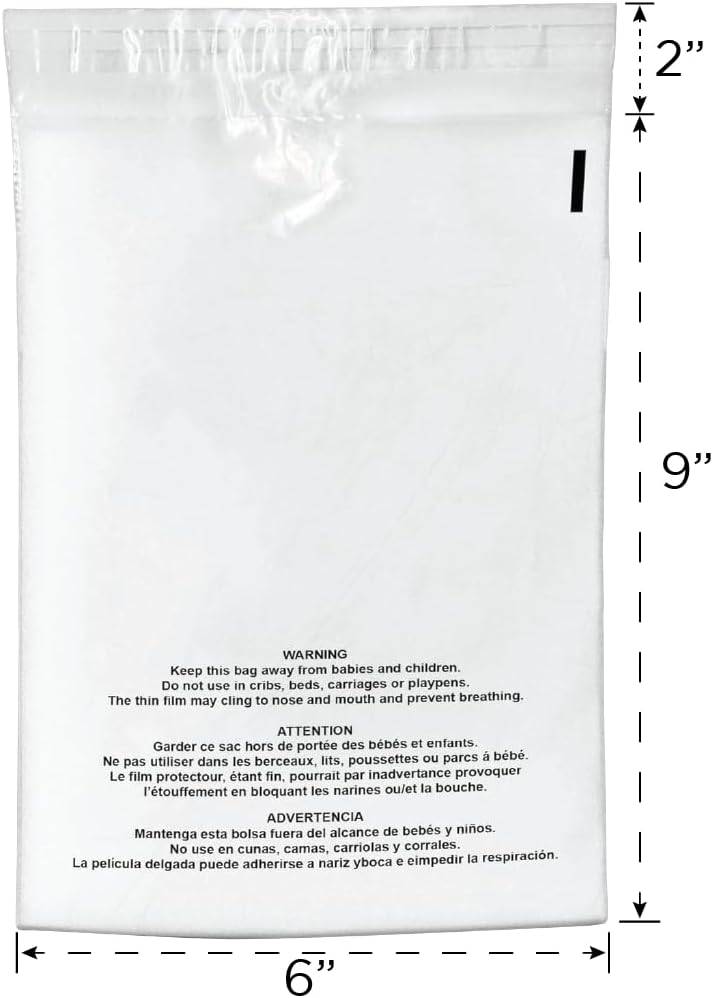 200 Count 6x9 Clear Poly Bags with Suffocation Warning, 1.5 Mil