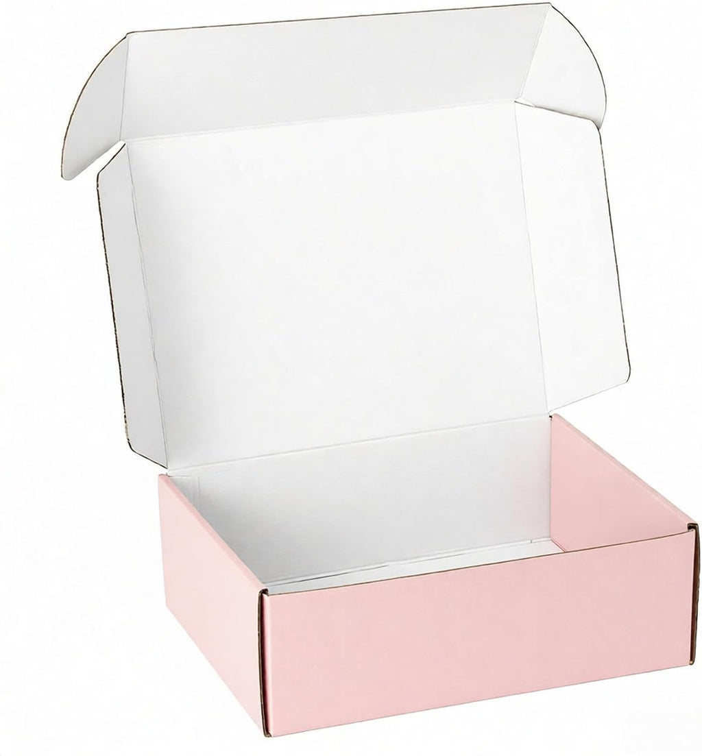 12"x9"x4" Shipping Boxes Set of 5, Pink Corrugated Cardboard Box Literature Mailer