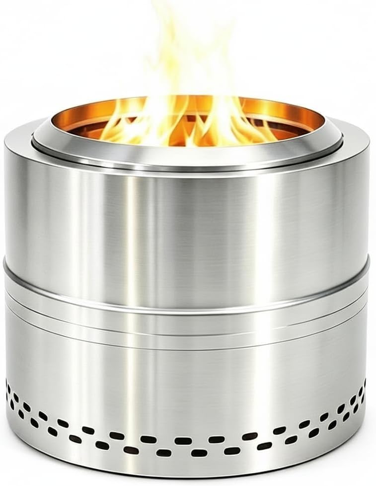 Smokeless Firepit Bonfire 20", Outside Wood Burning Metal Stove Stainless Steel Fire Pit with Carry Bag, Portable