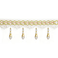 4 Yards White Beaded Fringe Trim, Tassel for Sewing DIY