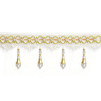 4 Yards White Beaded Fringe Trim, Tassel for Sewing DIY