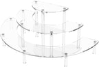 3 Tier Acrylic Display Risers 1 Pack, Half Moon Cupcake Stand | Clear Perfume Organizer, Dessert Stand for Display