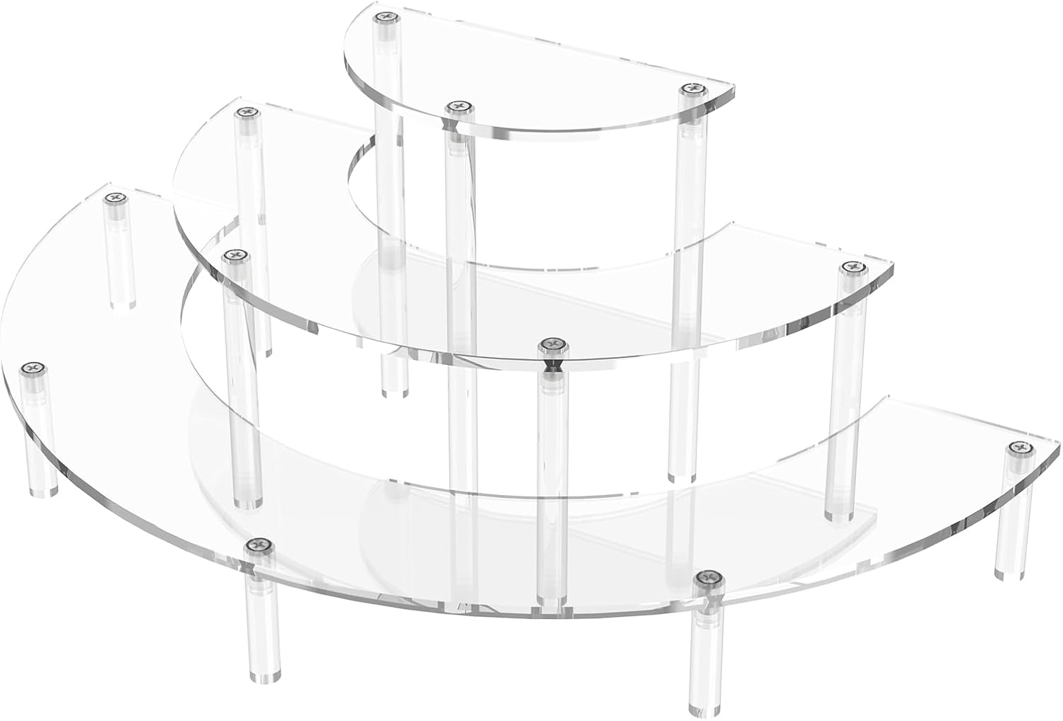 3 Tier Acrylic Display Risers 1 Pack, Half Moon Cupcake Stand | Clear Perfume Organizer, Dessert Stand for Display