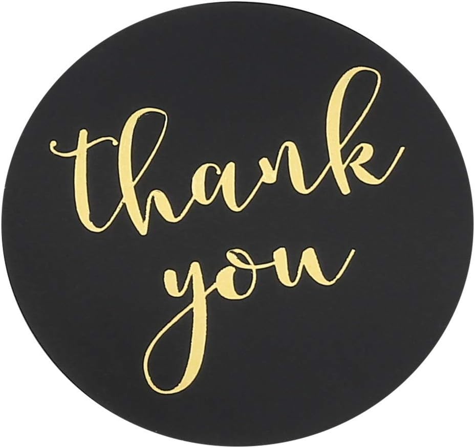 1.5" Round Thank You Stickers, 500pcs Black Mailing Supplies Labels Per Roll, Black