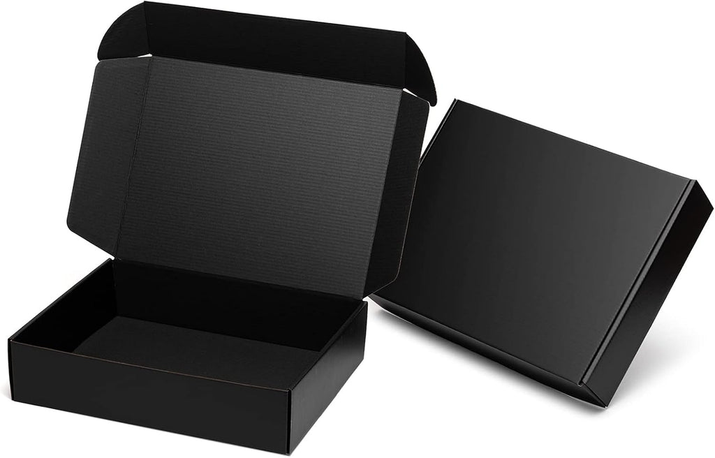 13x10x3" Black Shipping Boxes - Corrugated Cardboard Mailing Box Packaging for Small Business - Tab Locking