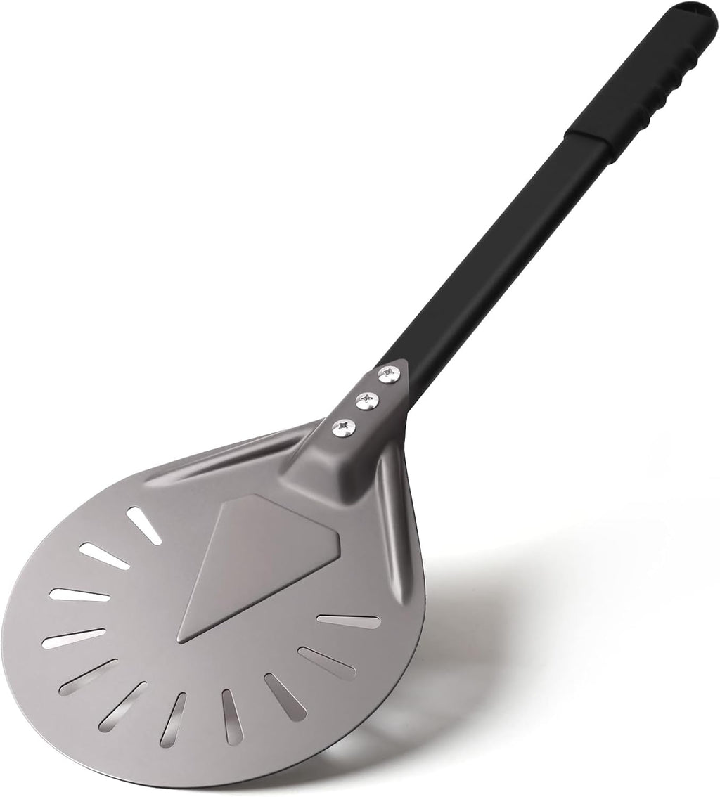 Pizza Turning Peel 7 Inch Round Aluminum Perforated Pizza Peel Turner with Metal Handle Pizza Paddle for Homemade