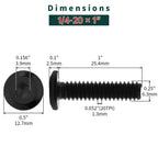 25pcs 1/4-20 x 1 Flat Head Socket Cap Screws, Black 304 SS w/Hex Key