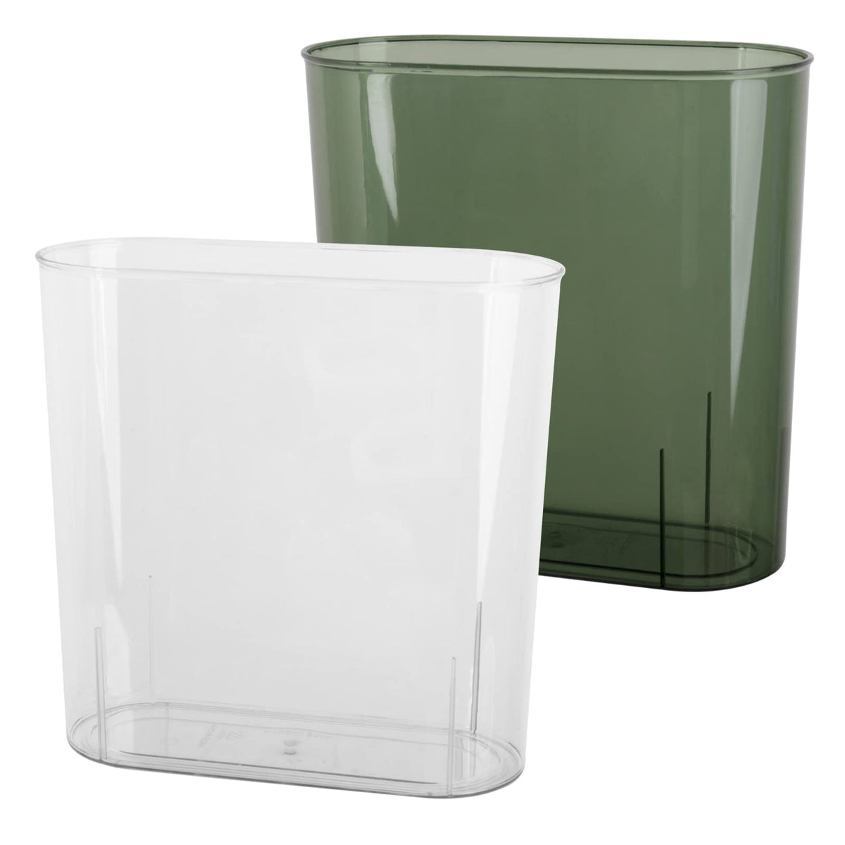 Small Trash Can Slim Garbage Can 3 Gallon Waste Basket, Clear and Green
