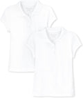 girls Short Sleeve Soft Jersey Polo Shirt, White 2 Pack, X-Small US