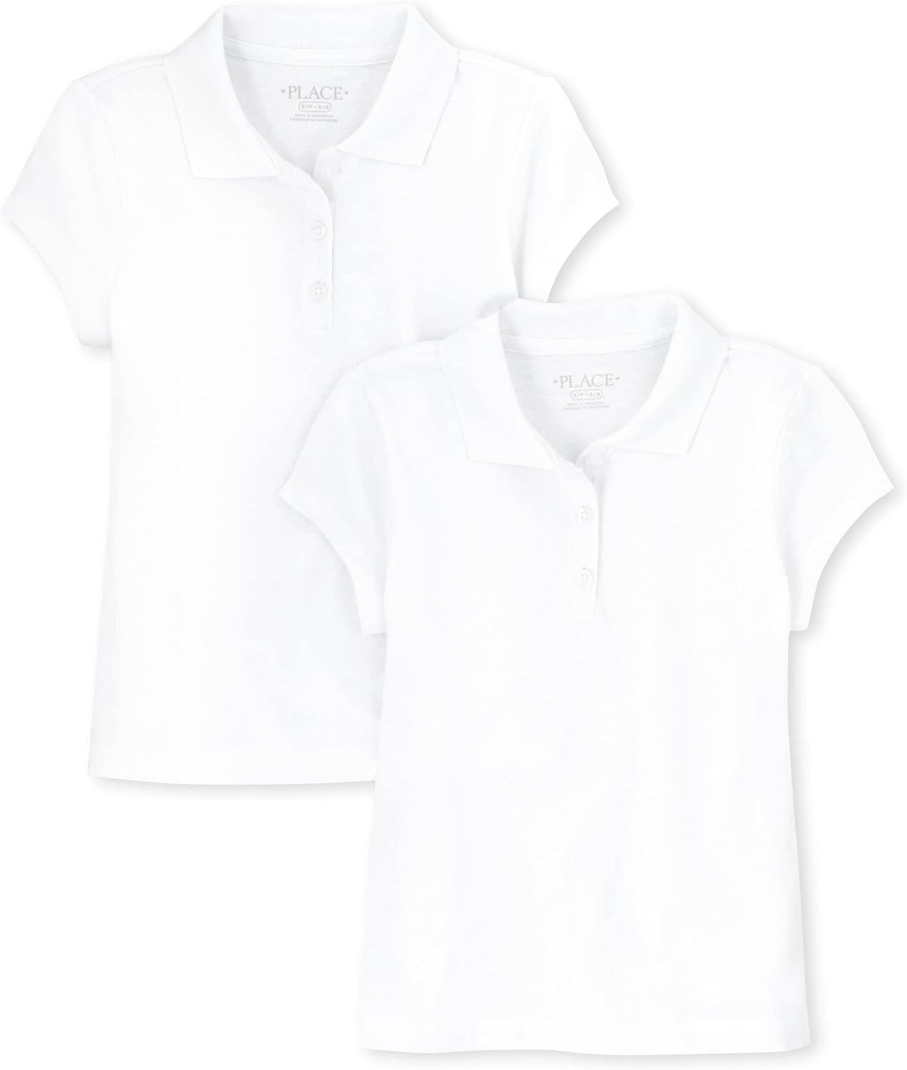 girls Short Sleeve Soft Jersey Polo Shirt, White 2 Pack, X-Small US